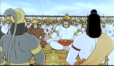 Rama discussing on how to cross the river