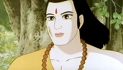 The wounded Rama looking forward to see Sita